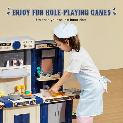 VEVOR Kids Kitchen Playset, 3-in-1 Toddler Kitchen with Simulated