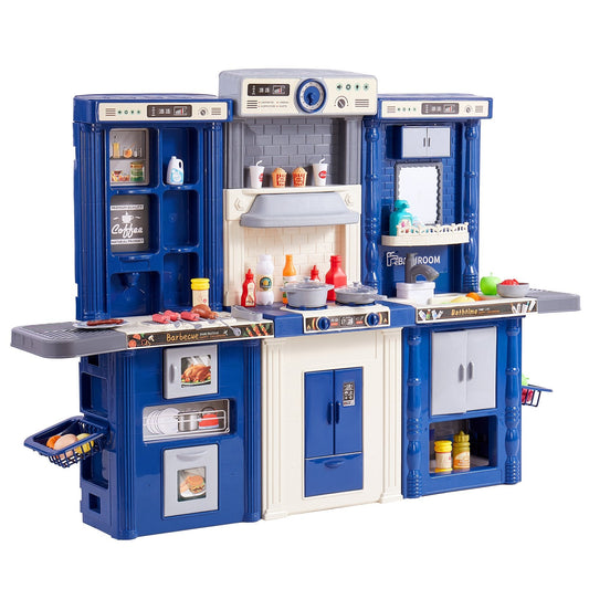VEVOR Kids Kitchen Playset, 3-in-1 Toddler Kitchen with Simulated
