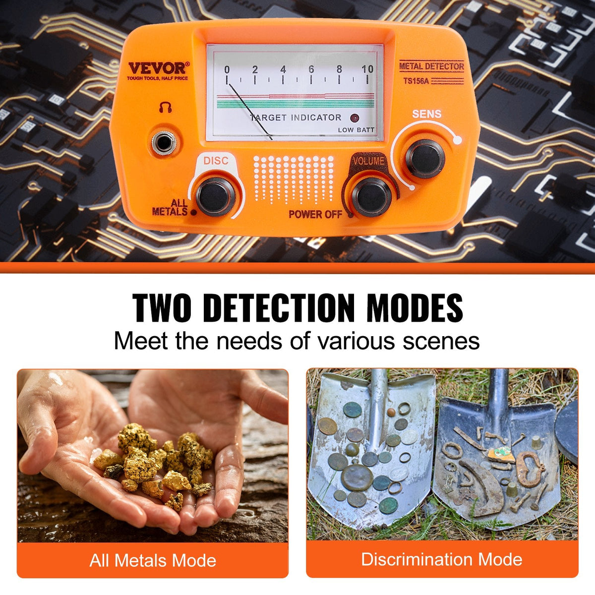 VEVOR Metal Detector for Adults & Kids, 8 Inch Waterproof Search Coil