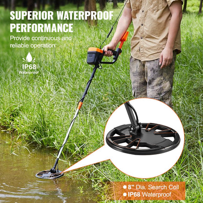 VEVOR Metal Detector for Adults & Kids, 8 Inch Waterproof Search Coil